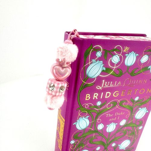 Beaded Bookmark — Pink Feather, Pom & Gingham
